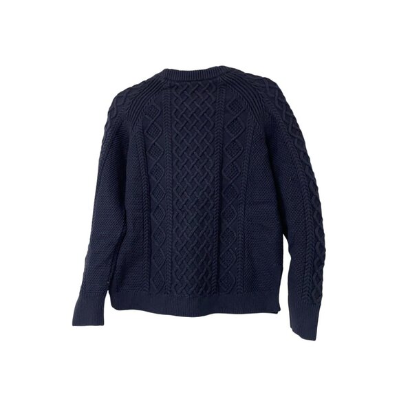 J. Crew Womens Pullover Sweater Small S Navy Blue Cable Knit chunky BM302 NWT - Picture 2 of 13